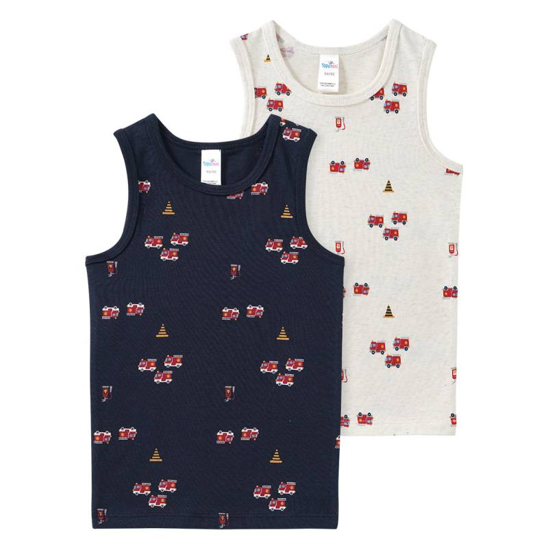 2 Baby Unterhemden mit Feuerwehr-Motiven von Topomini