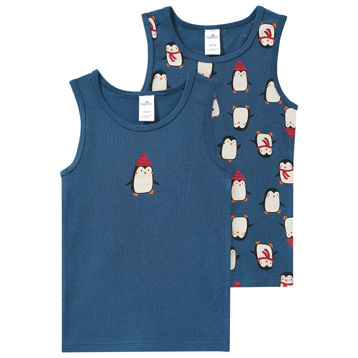 2 Baby Unterhemden mit Pinguin-Motiven 2 Baby Unterhemden mit Pinguin-Motiven von Topomini