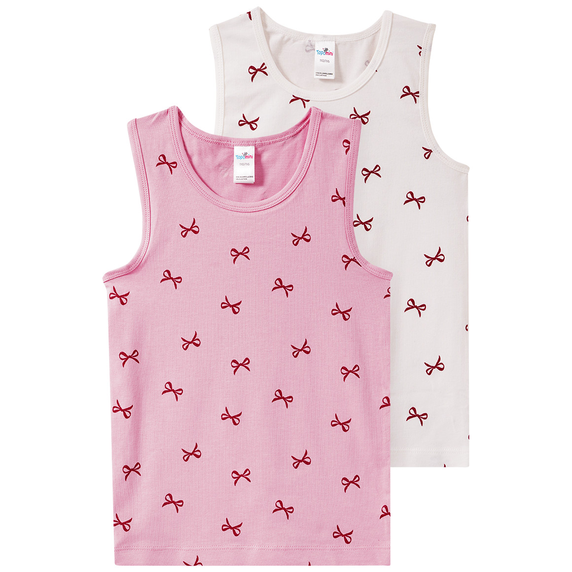 2 Baby Unterhemden mit Schleifen-Print 2 Baby Unterhemden mit Schleifen-Print von Topomini
