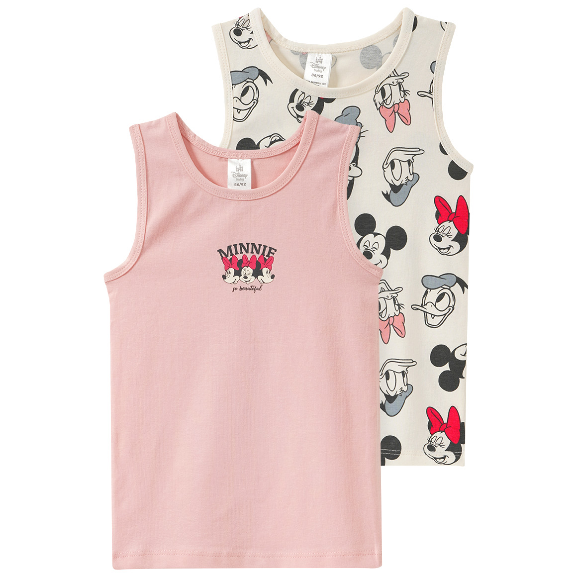 2 Minnie Maus Unterhemden mit Bio-Baumwolle von Topomini