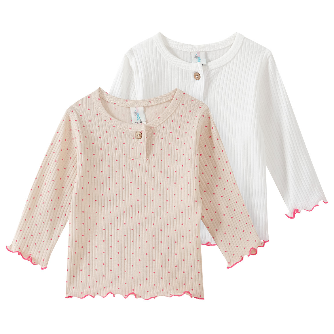 2 Newborn Langarmshirts mit Rippstruktur 2 Newborn Langarmshirts mit Rippstruktur von Topomini