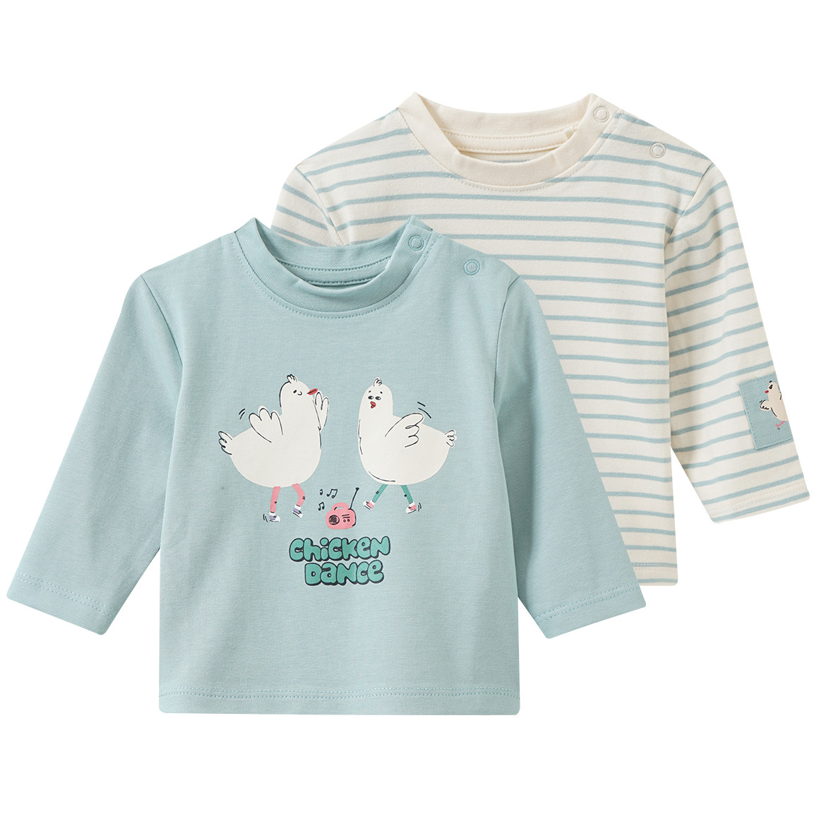 2 Newborn Langarmshirts mit Tier-Motiv von Topomini