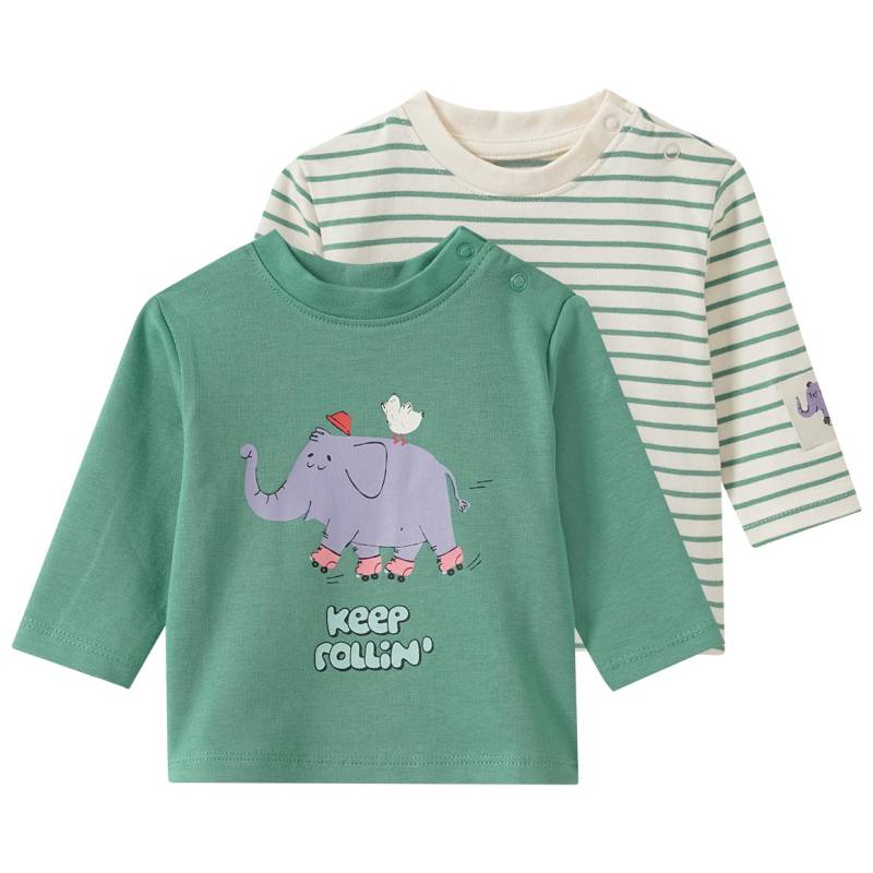 2 Newborn Langarmshirts mit Tier-Motiv von Topomini