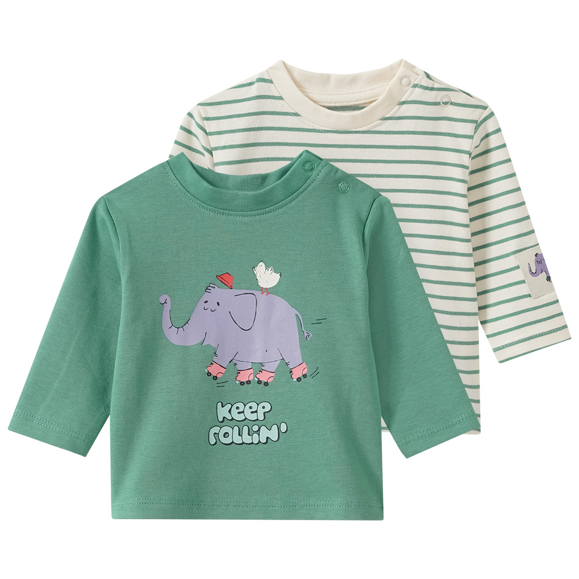 2 Newborn Langarmshirts mit Tier-Motiv von Topomini