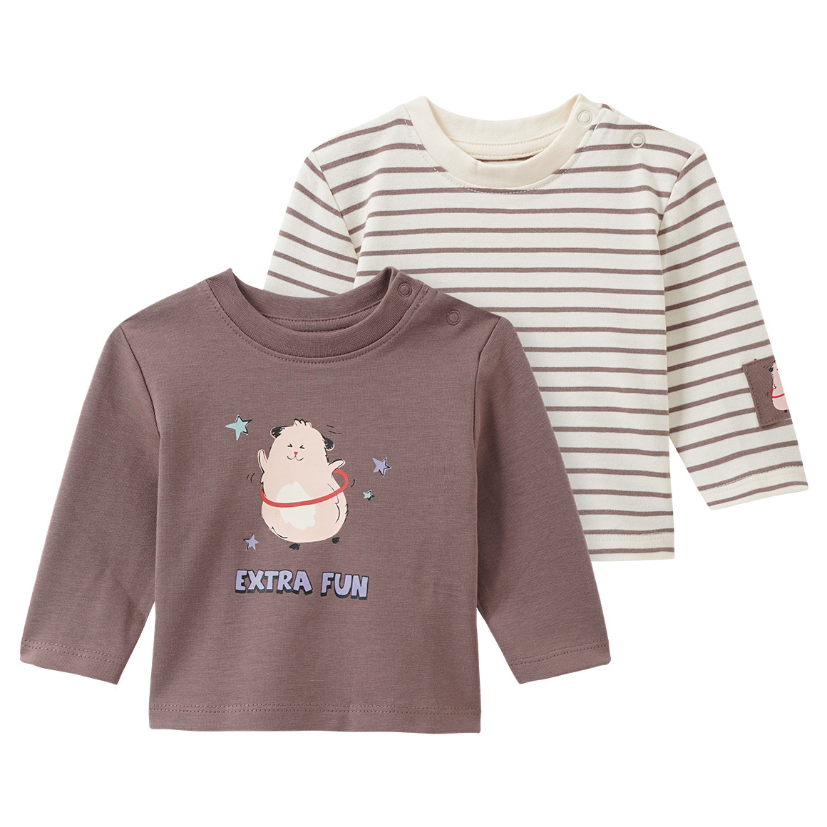 2 Newborn Langarmshirts mit Tier-Motiv von Topomini