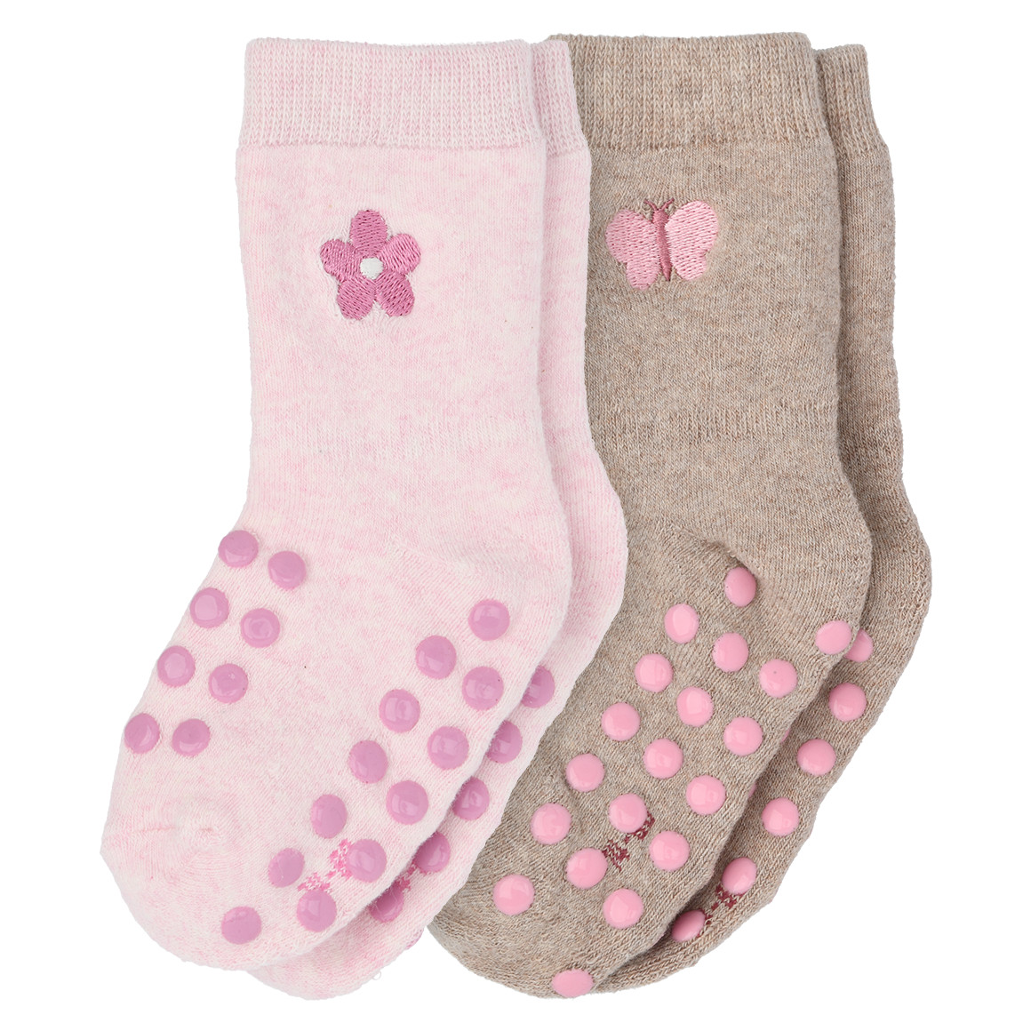 2 Paar Baby Krabbelsocken mit Stickerei 2 Paar Baby Krabbelsocken mit Stickerei von Topomini