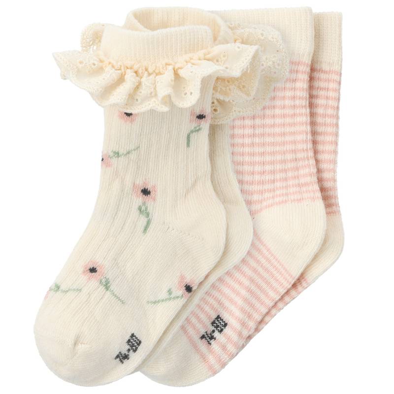 2 Paar Baby Socken mit Rippstruktur von Topomini