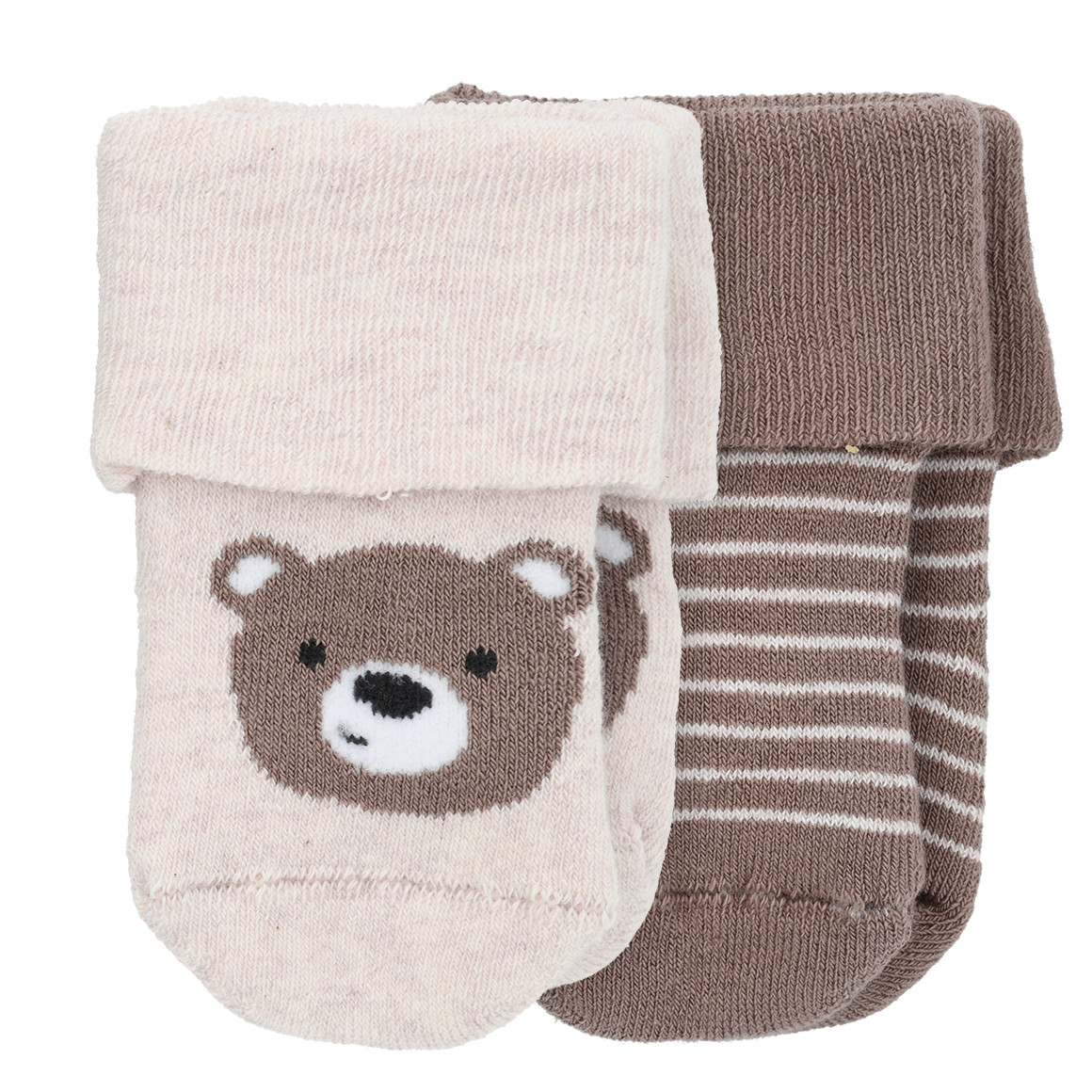 2 Paar Newborn Frotteesocken mit Bär-Motiv 2 Paar Newborn Frotteesocken mit Bär-Motiv von Topomini