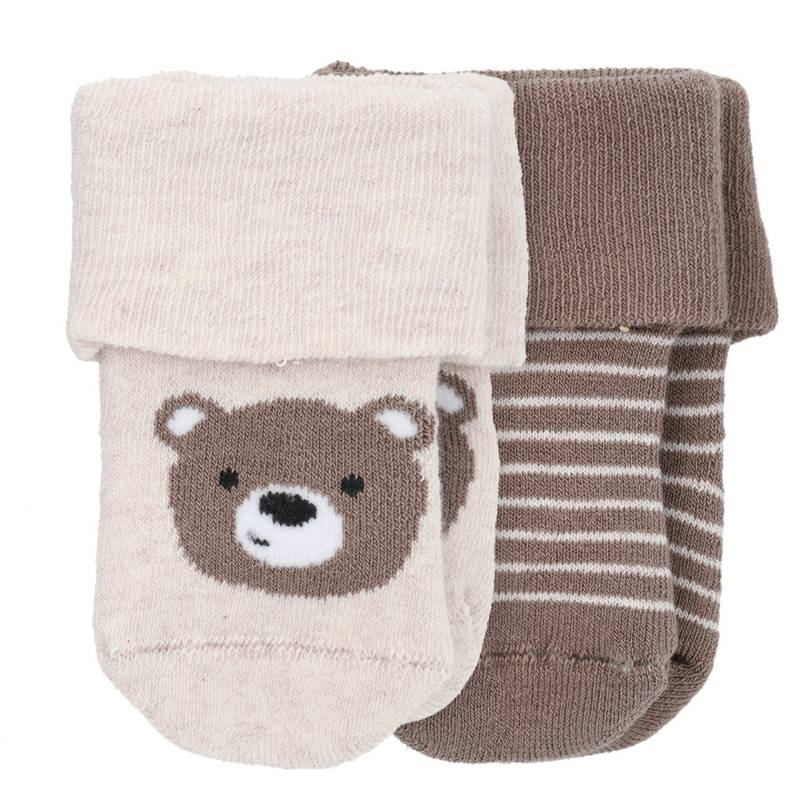 2 Paar Newborn Frotteesocken mit Bär-Motiv 2 Paar Newborn Frotteesocken mit Bär-Motiv von Topomini