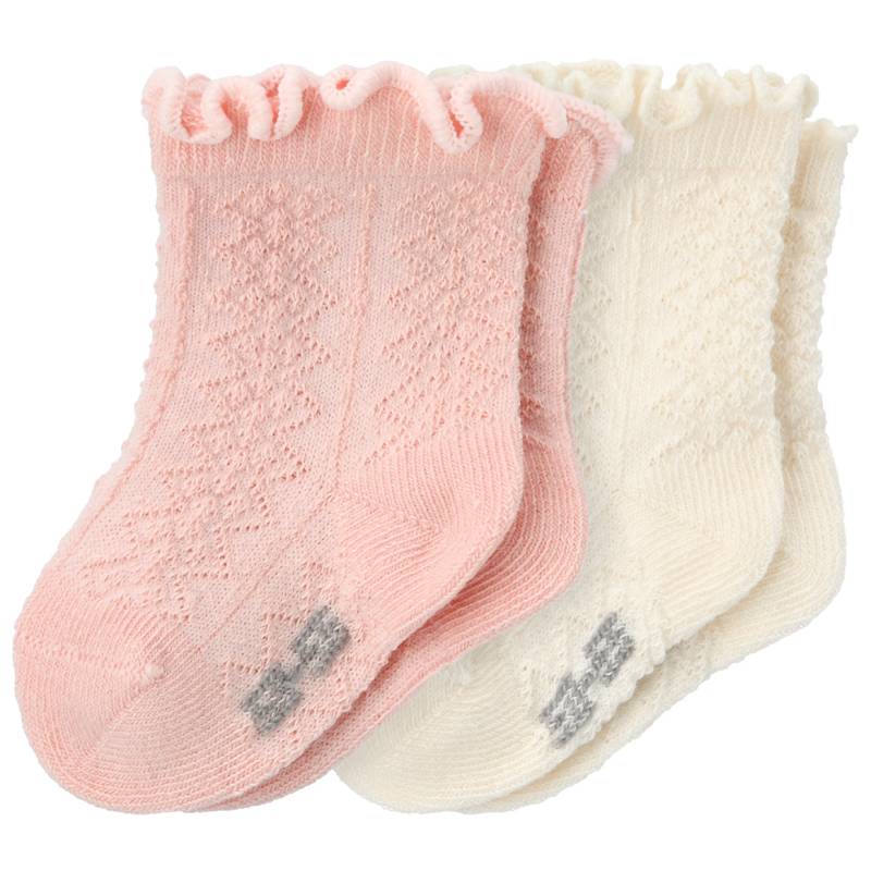 2 Paar Newborn Socken mit Ajour-Muster von Topomini