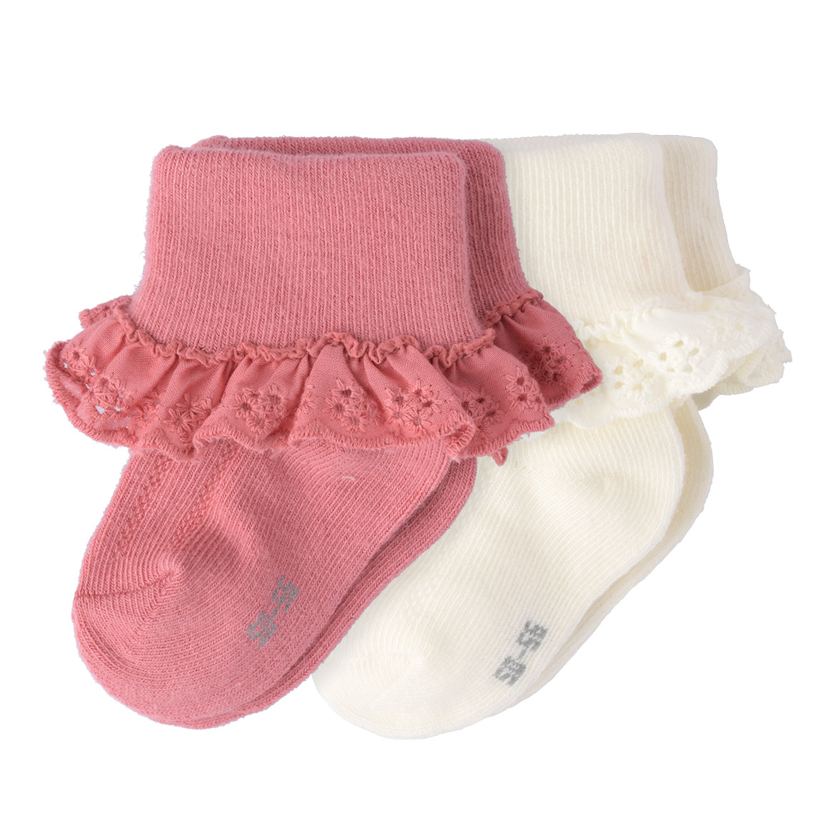 2 Paar Newborn Socken mit Rüschen von Topomini
