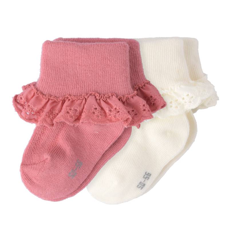 2 Paar Newborn Socken mit Rüschen von Topomini