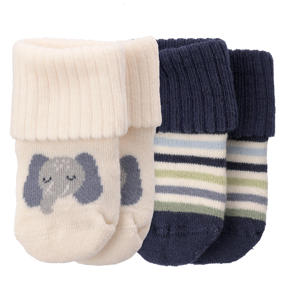 2 Paar Newborn Socken mit Umschlagbündchen 2 Paar Newborn Socken mit Umschlagbündchen von Topomini