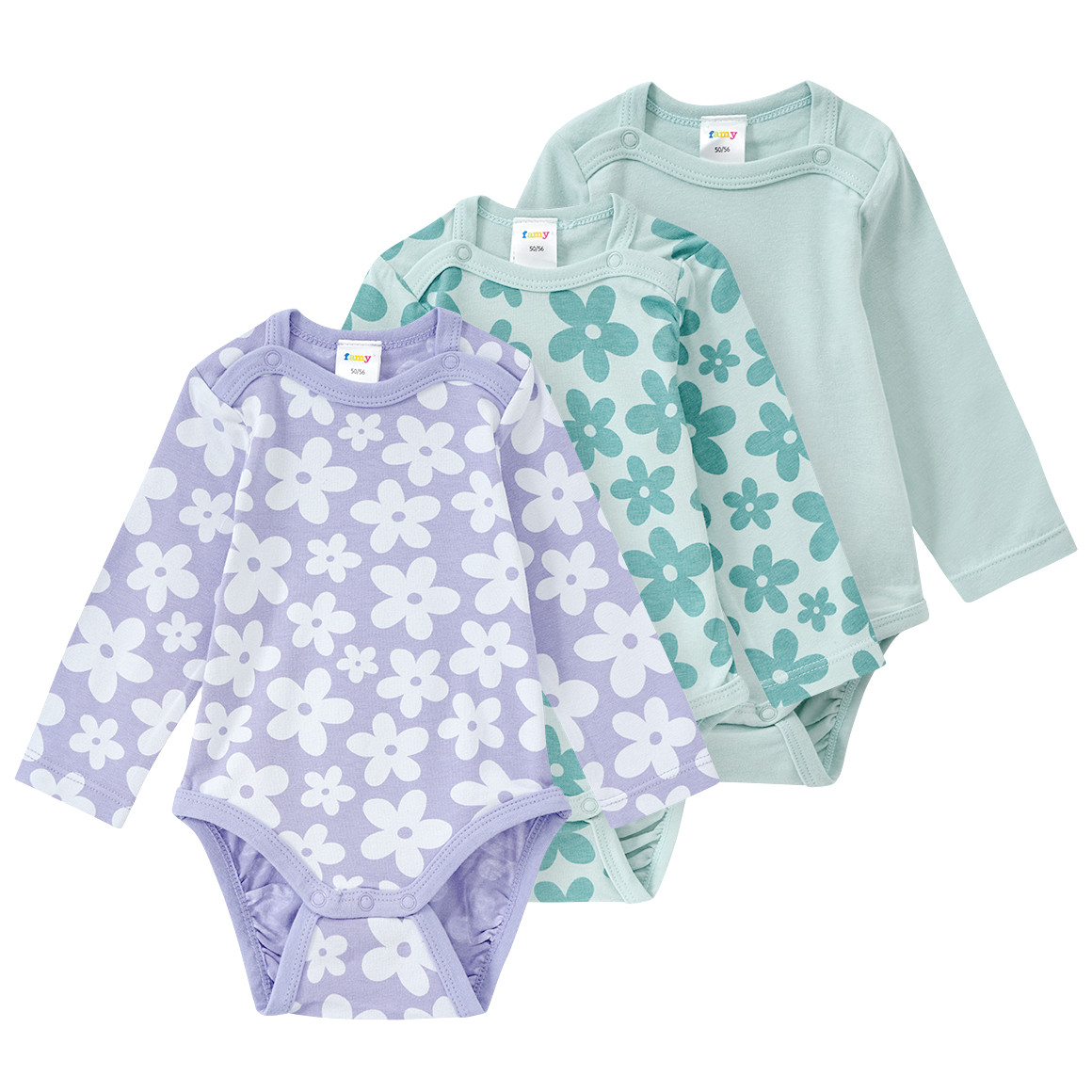 3 Baby Bodys mit Blumen von Topomini