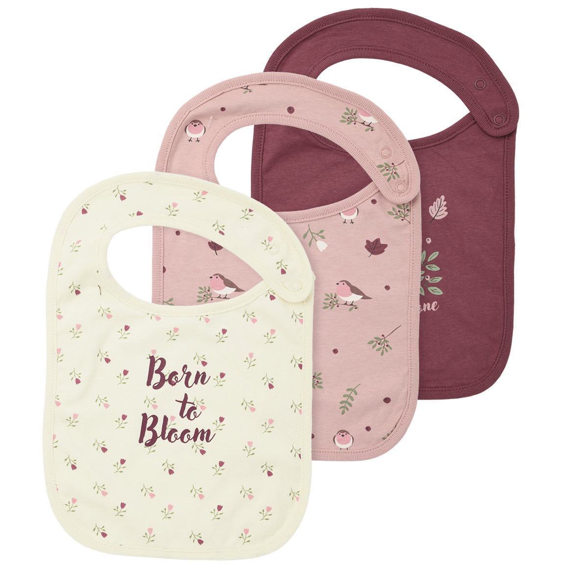 3 Baby Lätzchen mit Blumen-Motiven 3 Baby Lätzchen mit Blumen-Motiven von Topomini