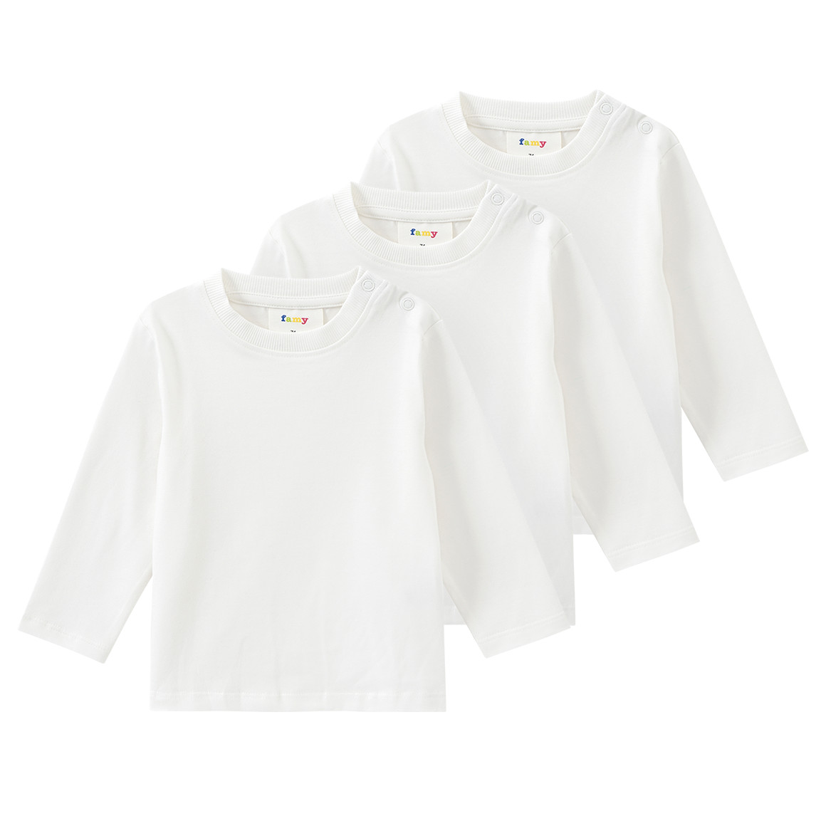 3 Baby Langarmshirts im Basic-Look von Topomini