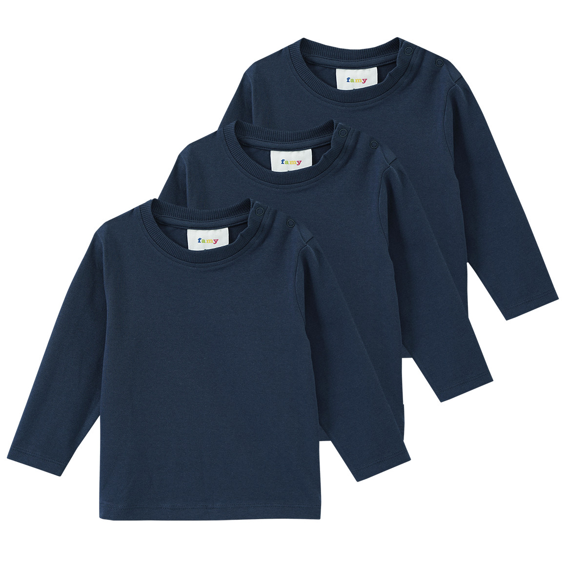 3 Baby Langarmshirts im Basic-Look von Topomini