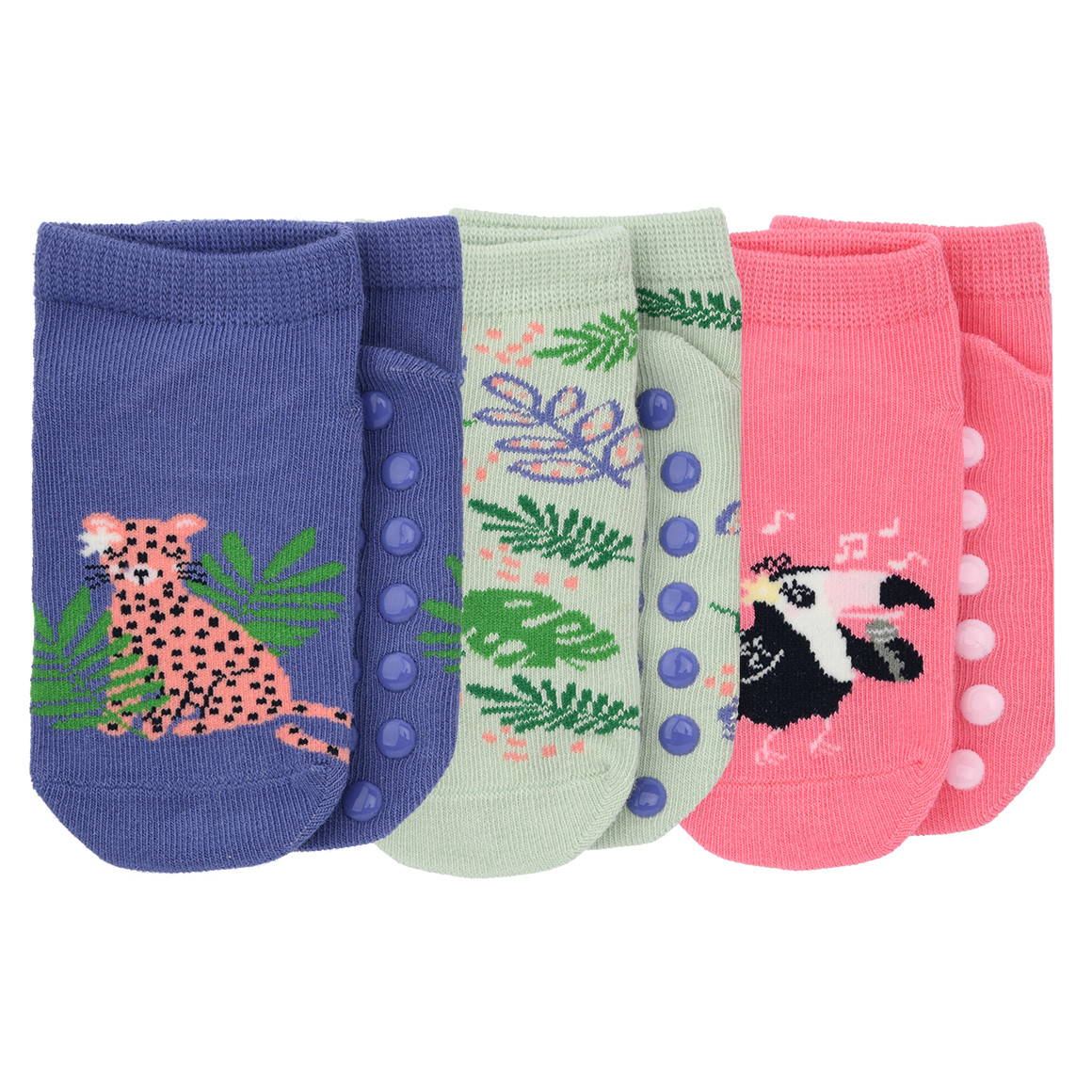 3 Baby Sneaker-Socken mit ABS-Noppen von Topomini