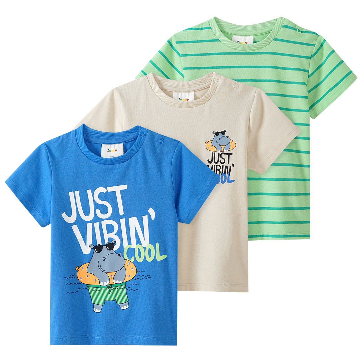 3 Baby T-Shirts in verschiedenen Dessins 3 Baby T-Shirts in verschiedenen Dessins von Topomini