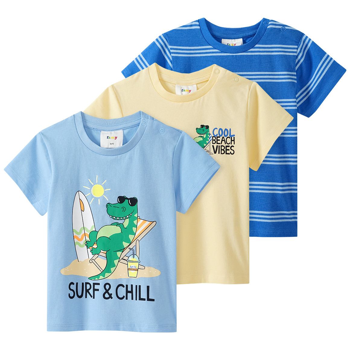 3 Baby T-Shirts in verschiedenen Dessins 3 Baby T-Shirts in verschiedenen Dessins von Topomini