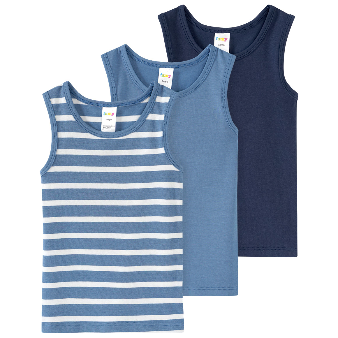 3 Baby Unterhemden mit Bio-Baumwolle von Topomini