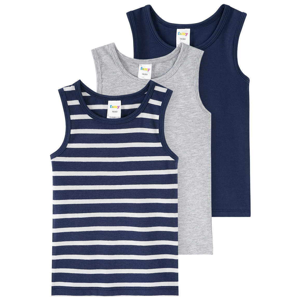 3 Baby Unterhemden mit Bio-Baumwolle von Topomini