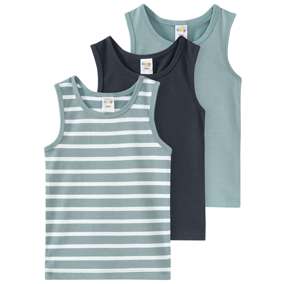 3 Jungen Unterhemden mit Bio-Baumwolle 3 Jungen Unterhemden mit Bio-Baumwolle von Topomini