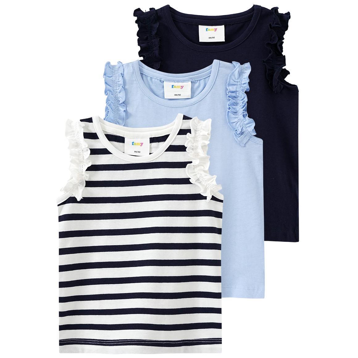 3 Mädchen Tops im Basic-Look von Topomini