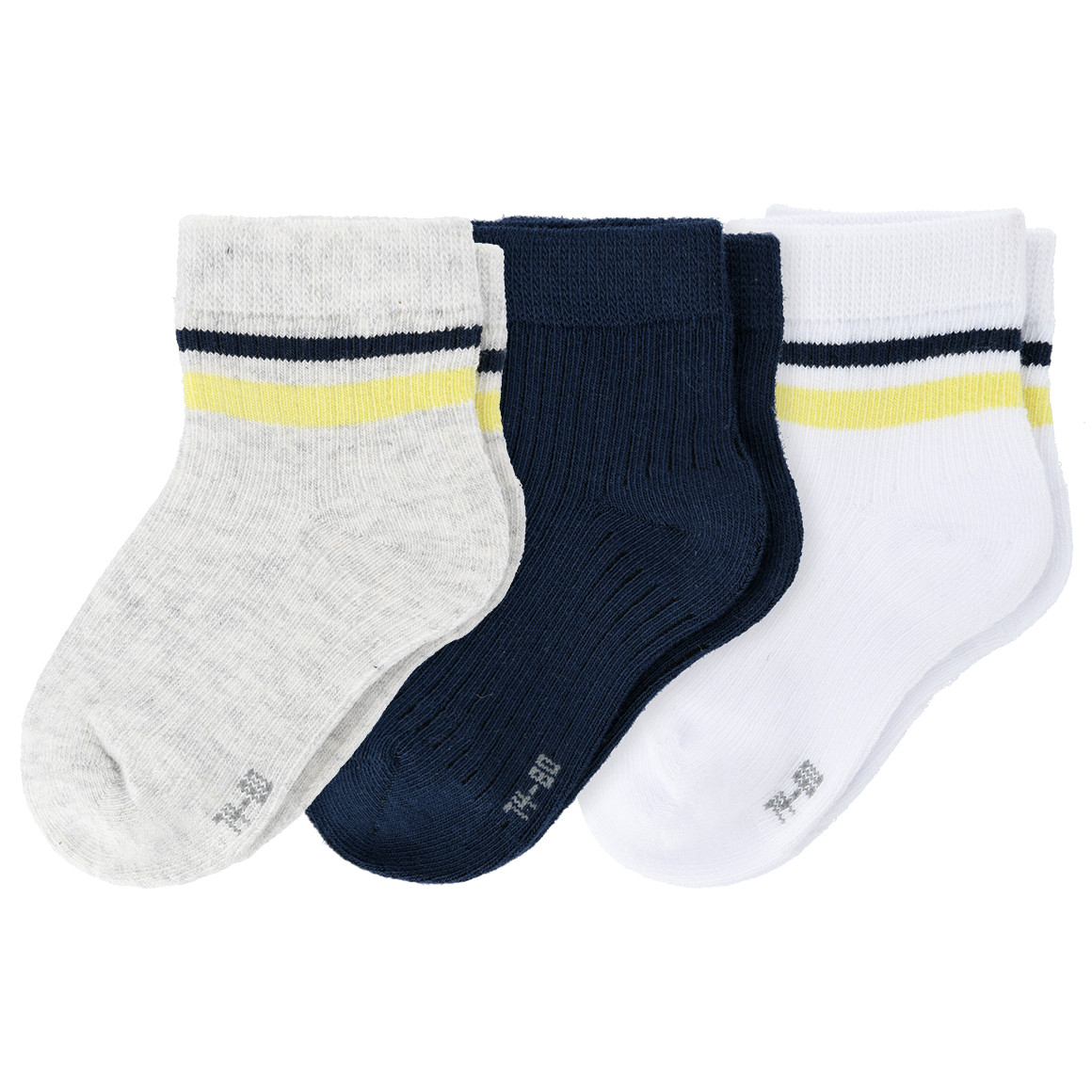 3 Paar Baby Kurzsocken mit Rippstruktur 3 Paar Baby Kurzsocken mit Rippstruktur von Topomini