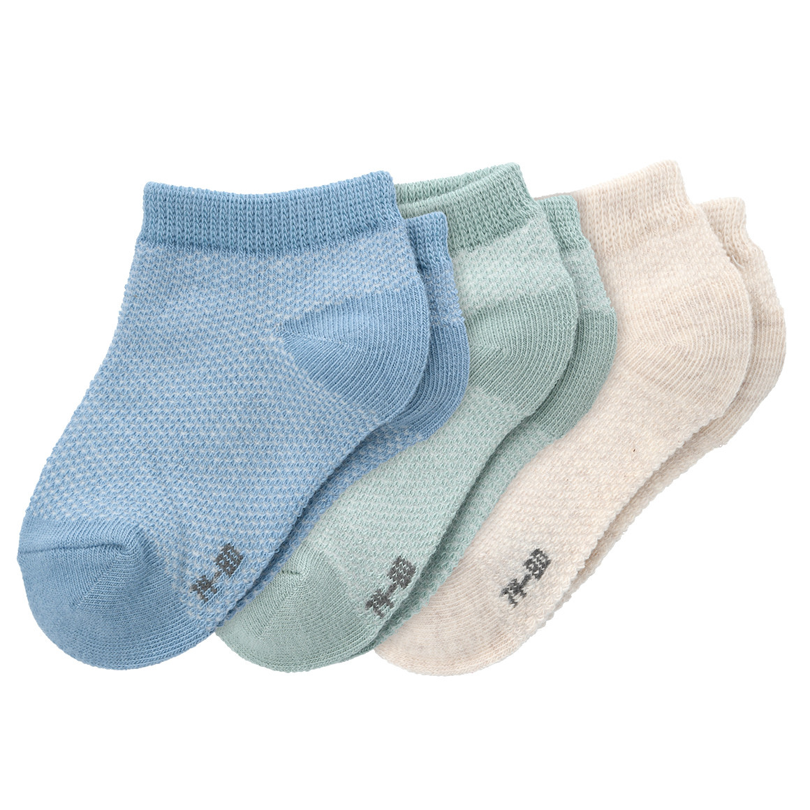 3 Paar Baby Sneaker-Socken in Piqué-Optik von Topomini