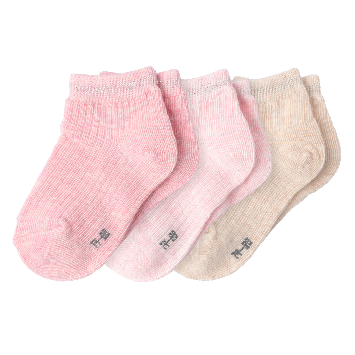 3 Paar Baby Sneaker-Socken mit Glitzer-Akzent von Topomini