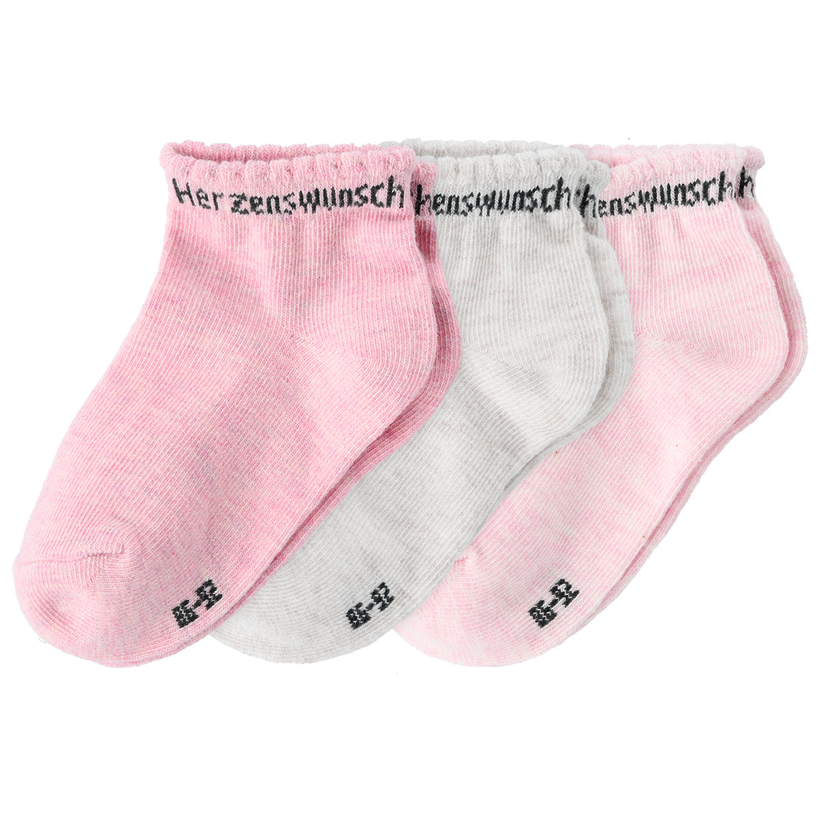 3 Paar Baby Sneaker-Socken mit Schriftzug von Topomini