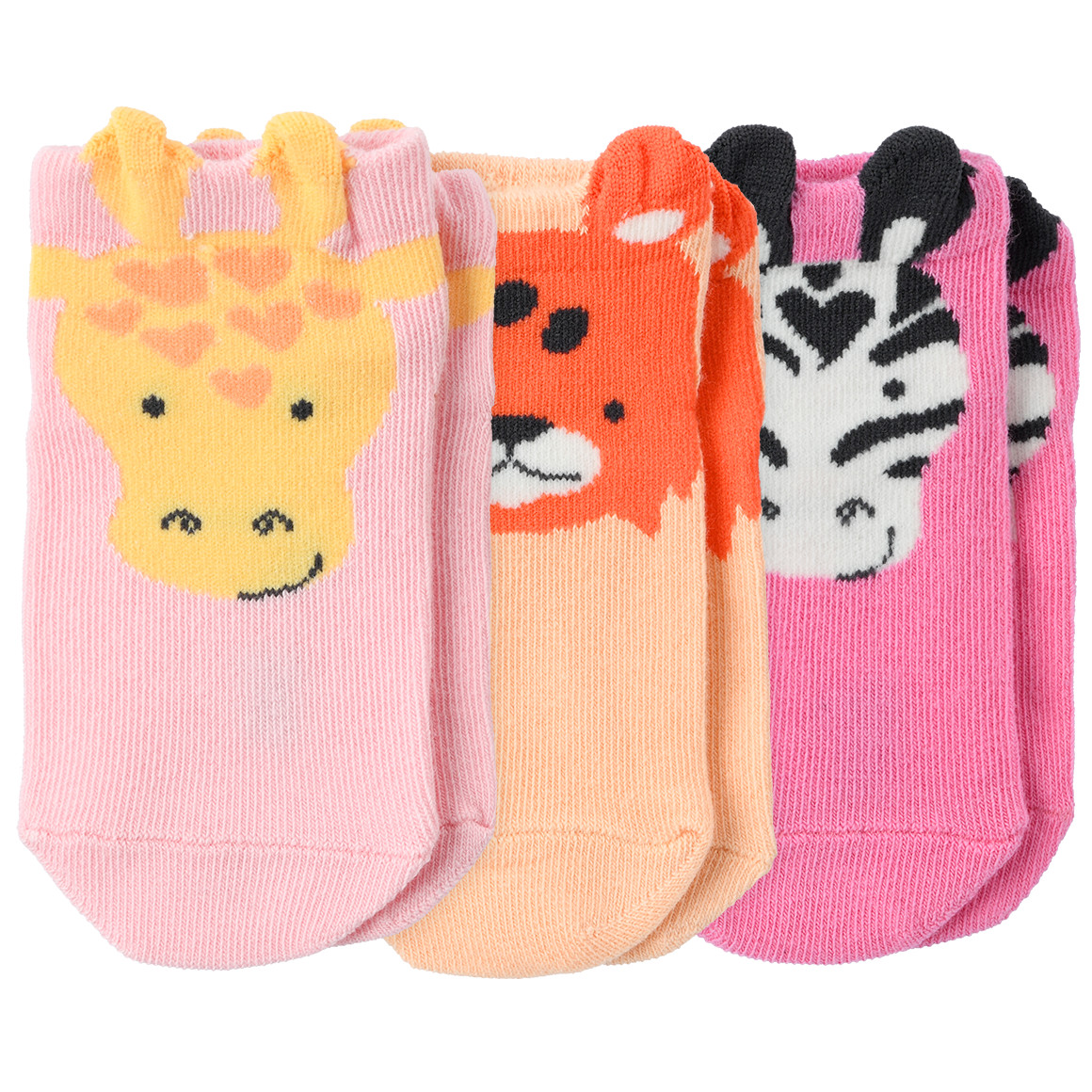 3 Paar Baby Sneaker-Socken mit Tier-Motiven von Topomini