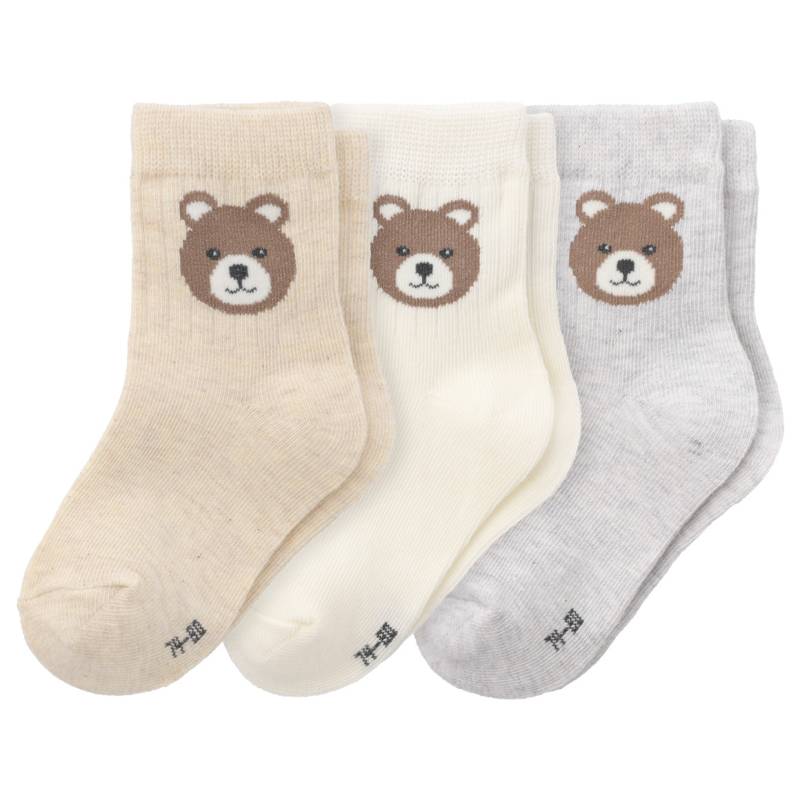3 Paar Baby Socken mit Bären-Motiv von Topomini