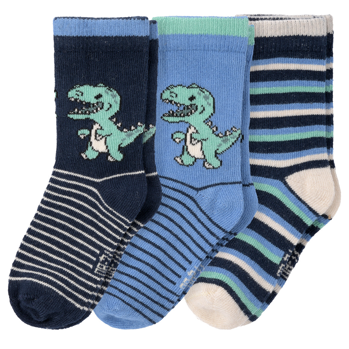 3 Paar Baby Socken mit Dino-Motiven von Topomini