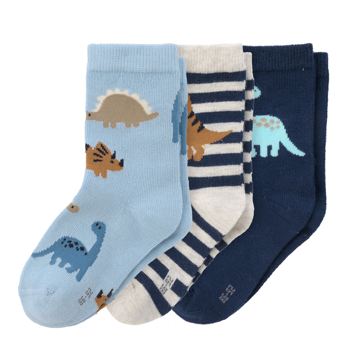 3 Paar Baby Socken mit Dino-Motiven von Topomini