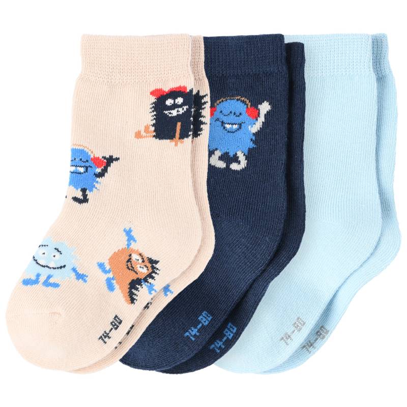 3 Paar Baby Socken mit Monster-Motiven von Topomini