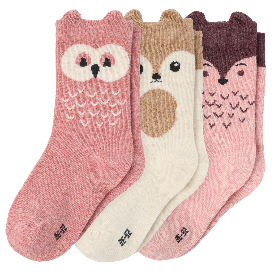 3 Paar Baby Socken mit Tiergesichtern von Topomini