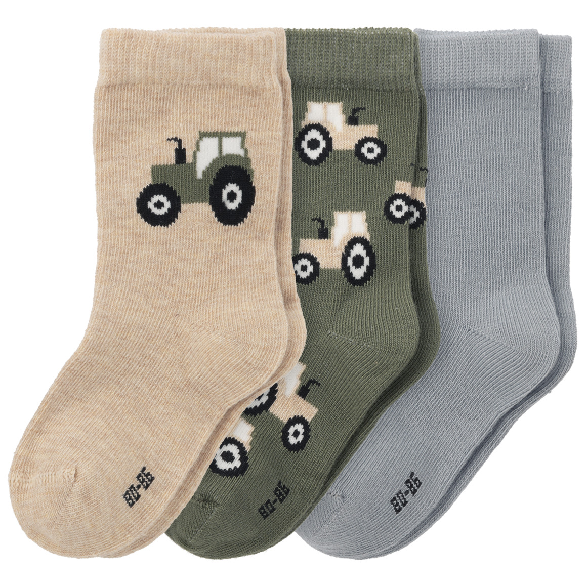 3 Paar Baby Socken mit Traktor-Motiven von Topomini