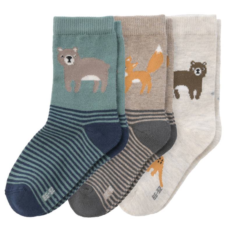3 Paar Baby Socken mit Wald-Motiven von Topomini