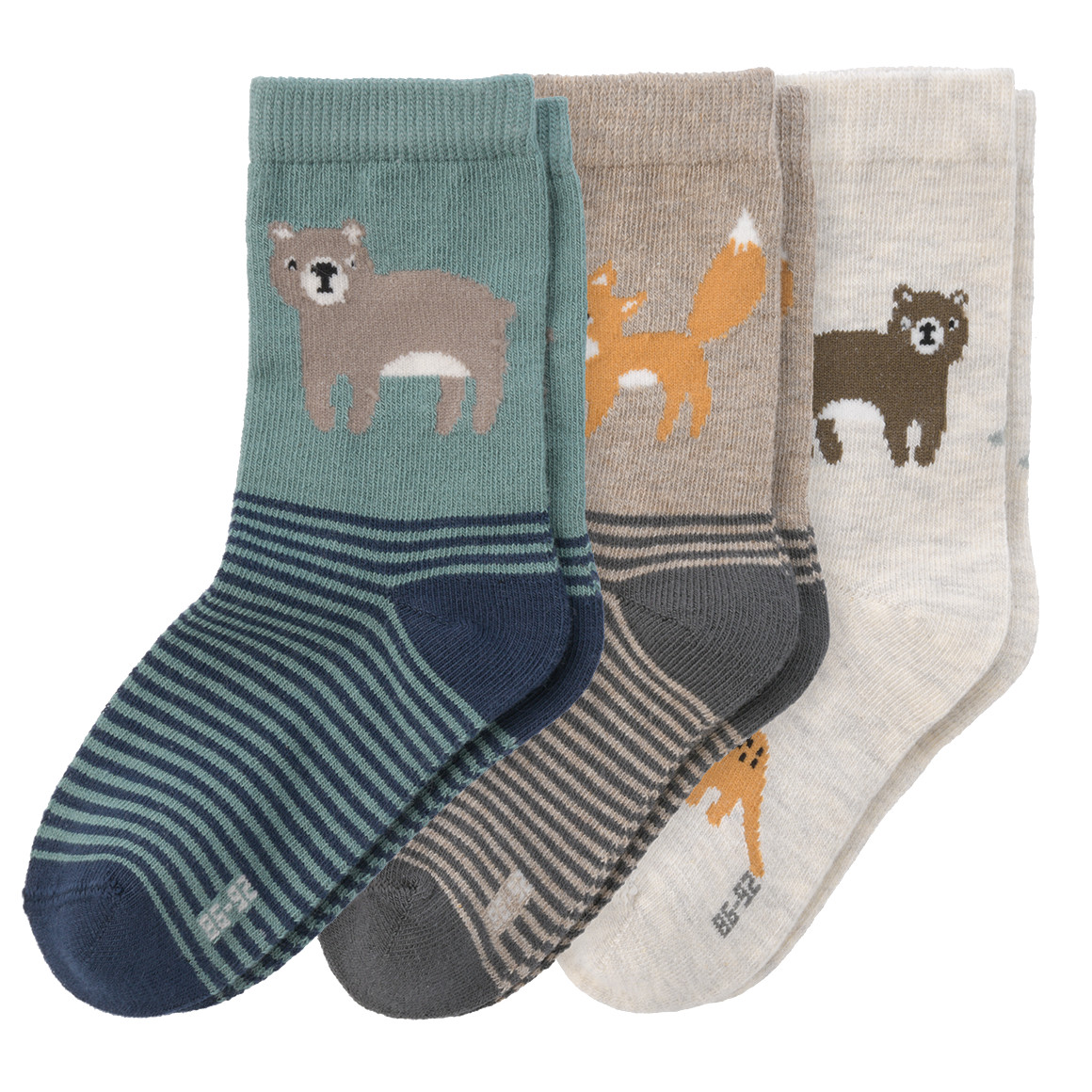 3 Paar Baby Socken mit Wald-Motiven von Topomini