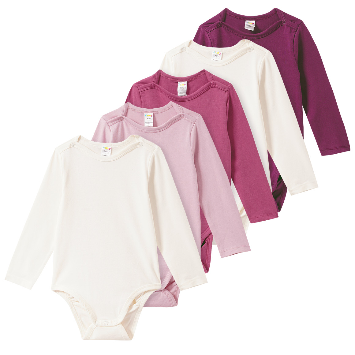 5 Baby Bodys im Farb-Mix 5 Baby Bodys im Farb-Mix von Topomini