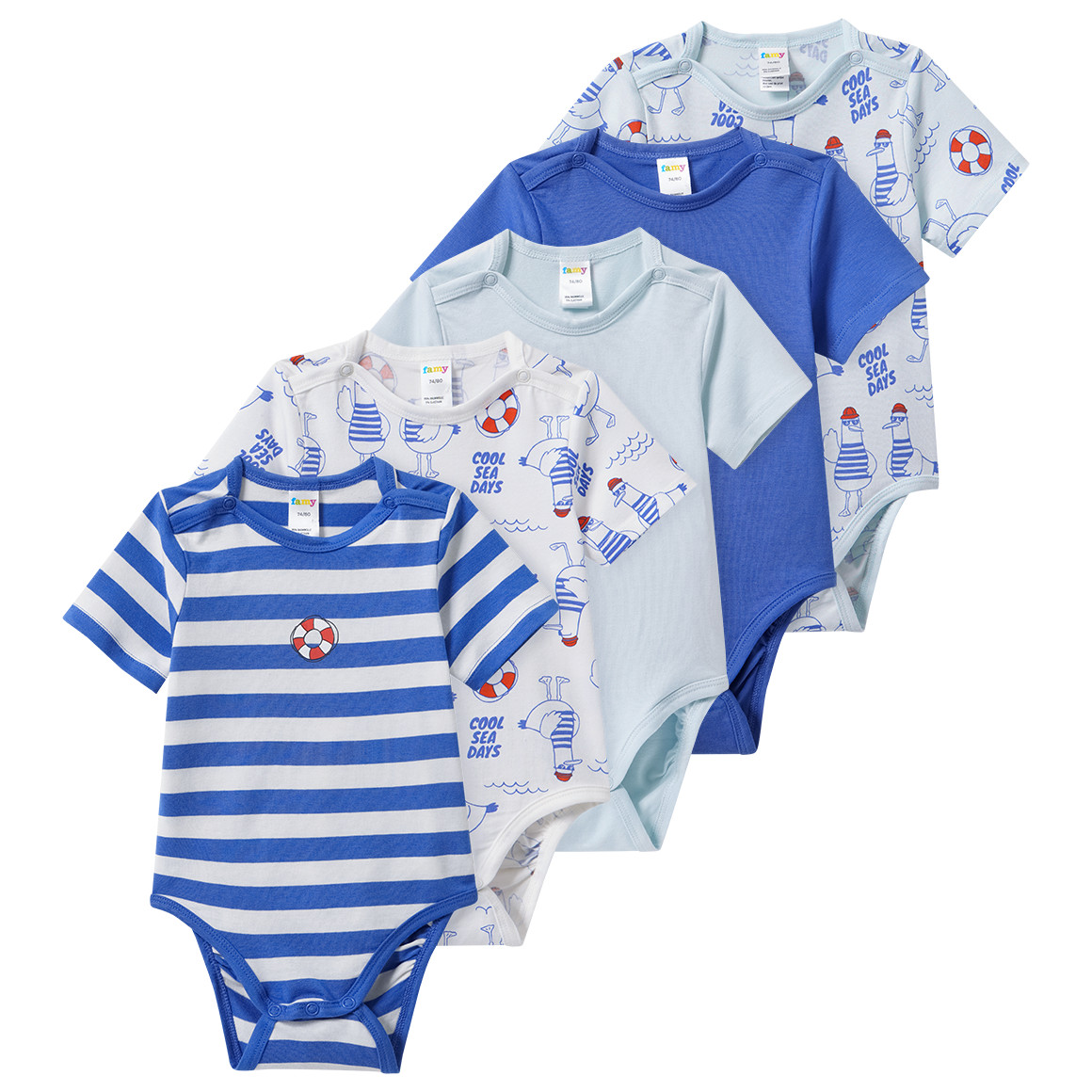 5 Baby Bodys im Set 5 Baby Bodys im Set von Topomini