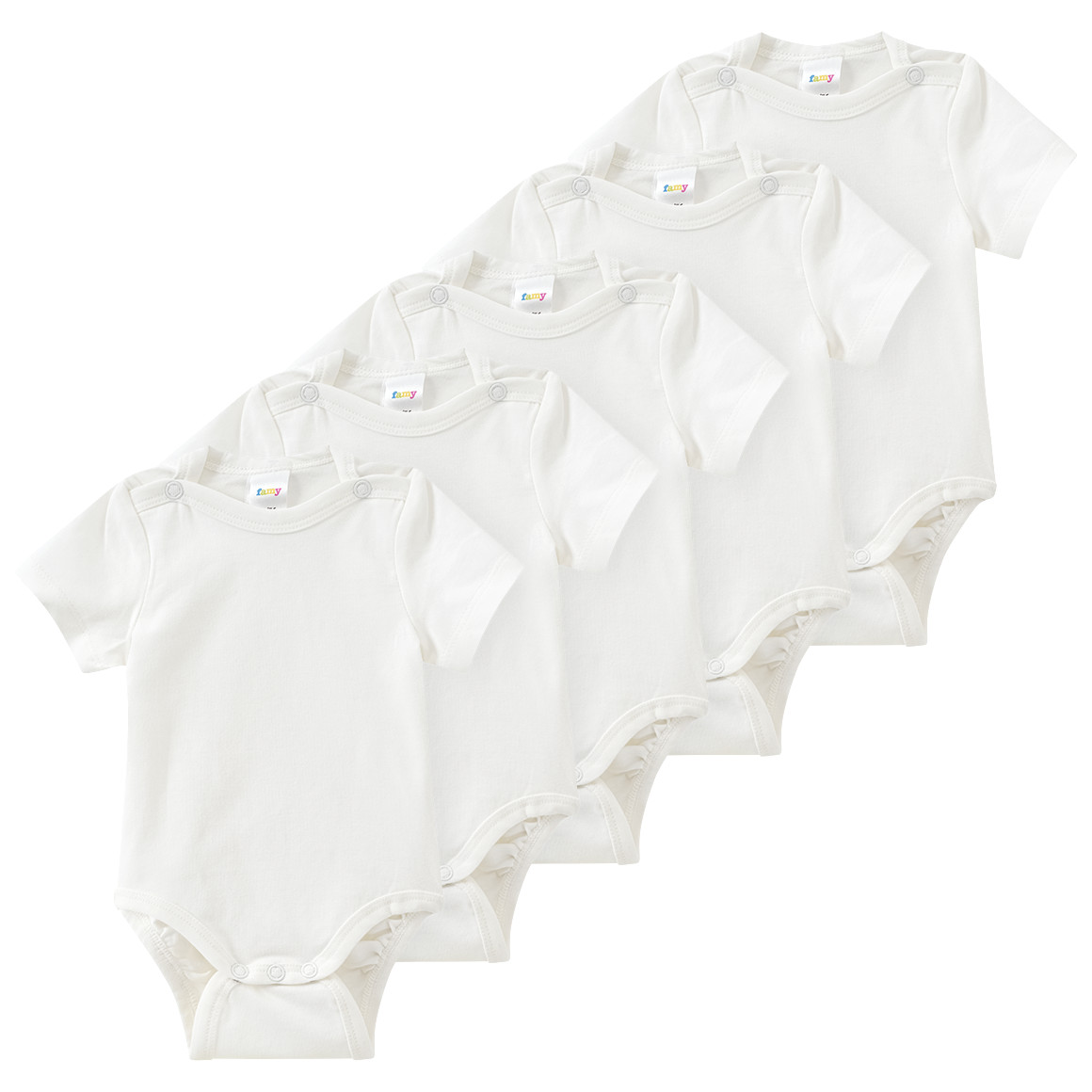 5 Baby Bodys in Unifarben von Topomini