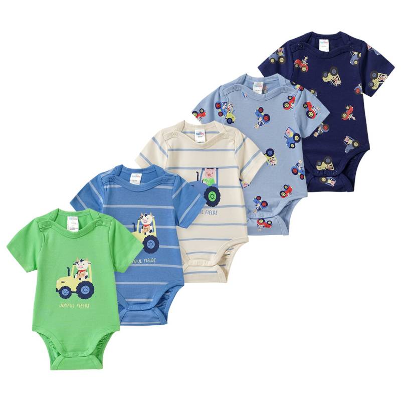 5 Baby Bodys in verschiedenen Dessins von Topomini