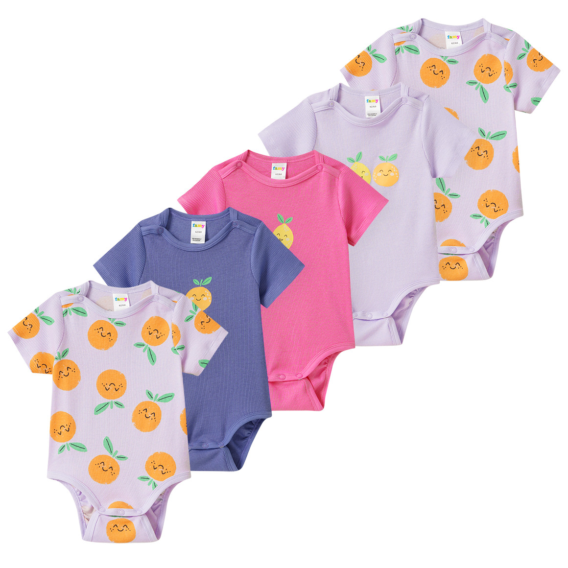 5 Baby Bodys mit Rippstruktur von Topomini