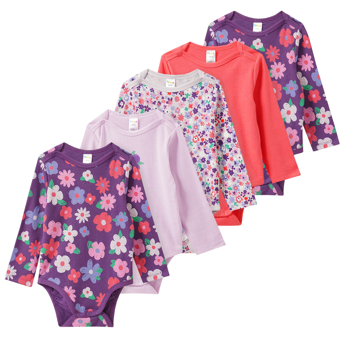 5 Baby Bodys mit Rippstruktur 5 Baby Bodys mit Rippstruktur von Topomini