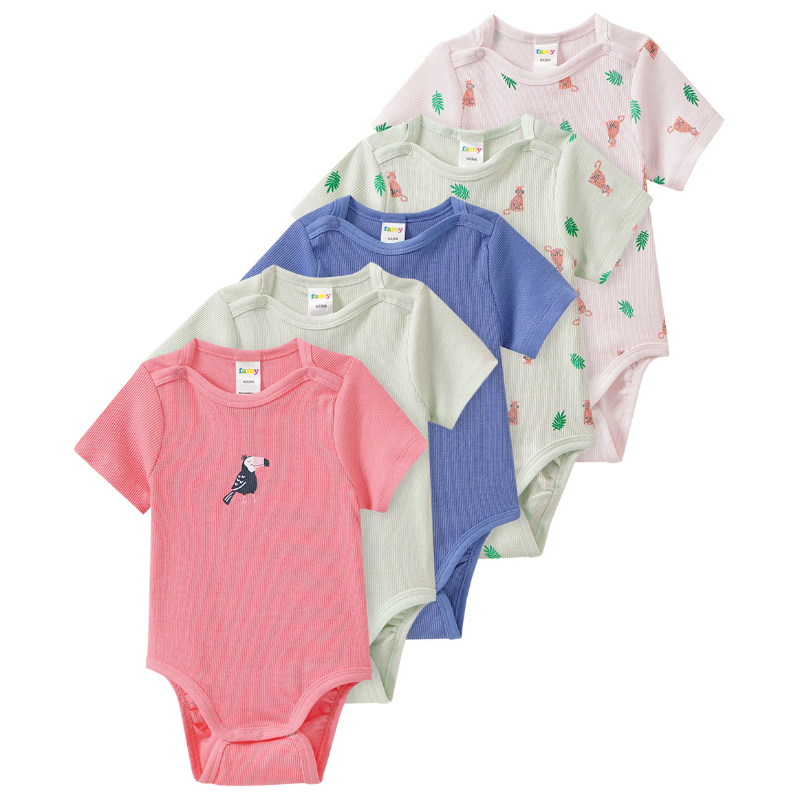5 Baby Bodys mit Rippstruktur 5 Baby Bodys mit Rippstruktur von Topomini