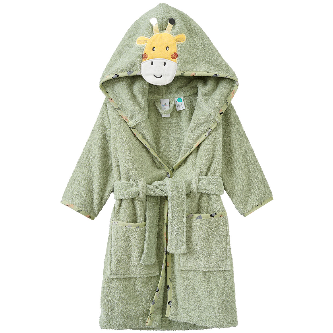 Baby Bademantel mit Giraffen-Applikation von Topomini