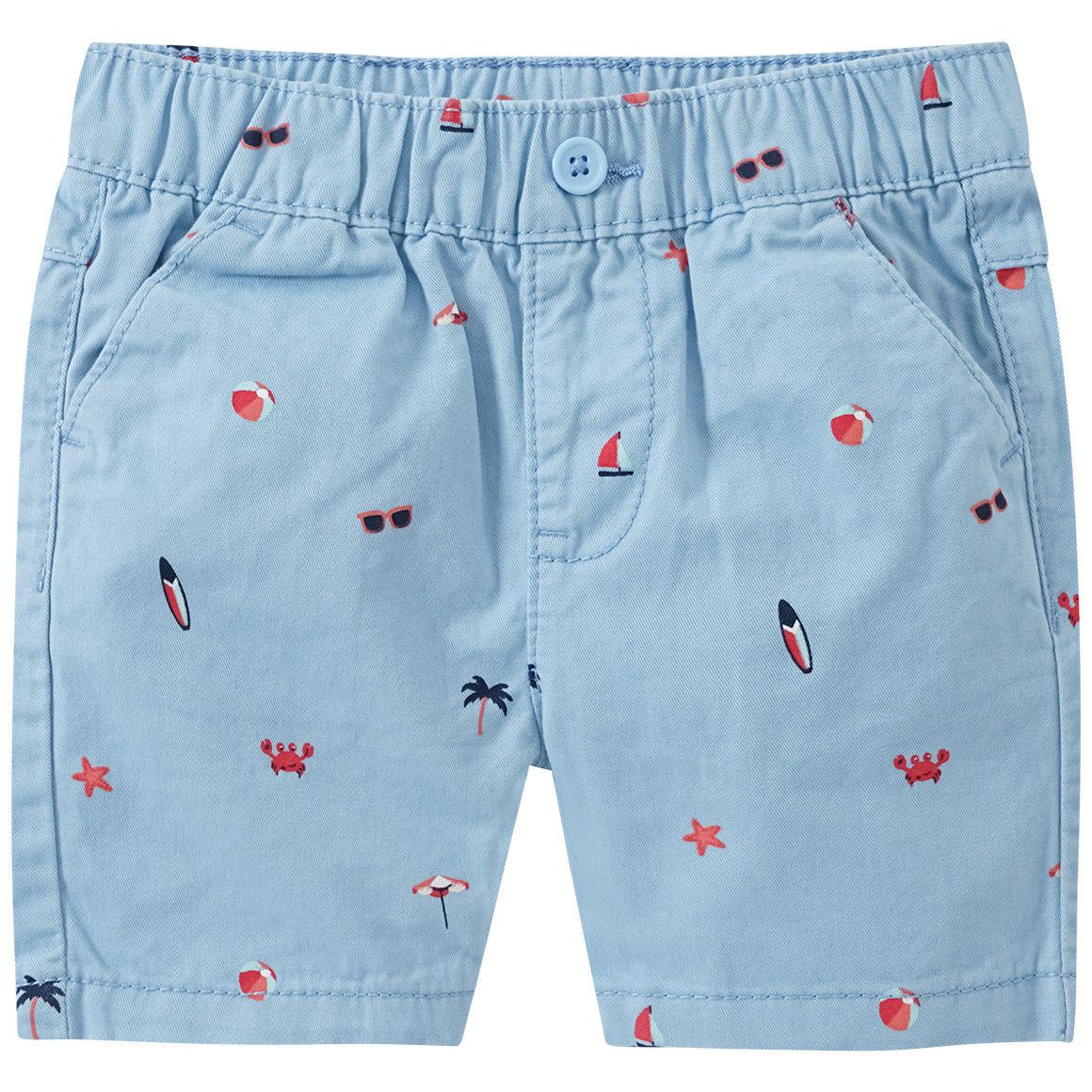 Baby Bermuda-Shorts mit Strand-Motiven von Topomini